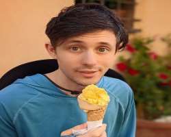 He loves to eat ice cream and can't resist whenever he sees it.